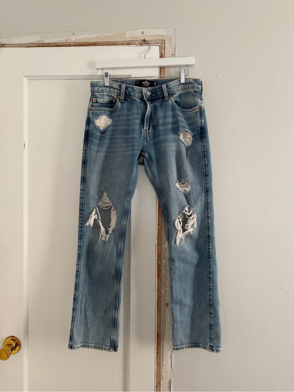 Hollister Light Blue Distressed Straight Jeans